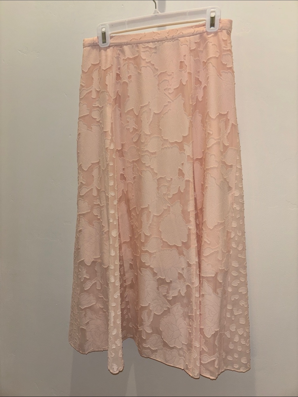 Reiss Pale Pink Floral A-Line Midi Skirt